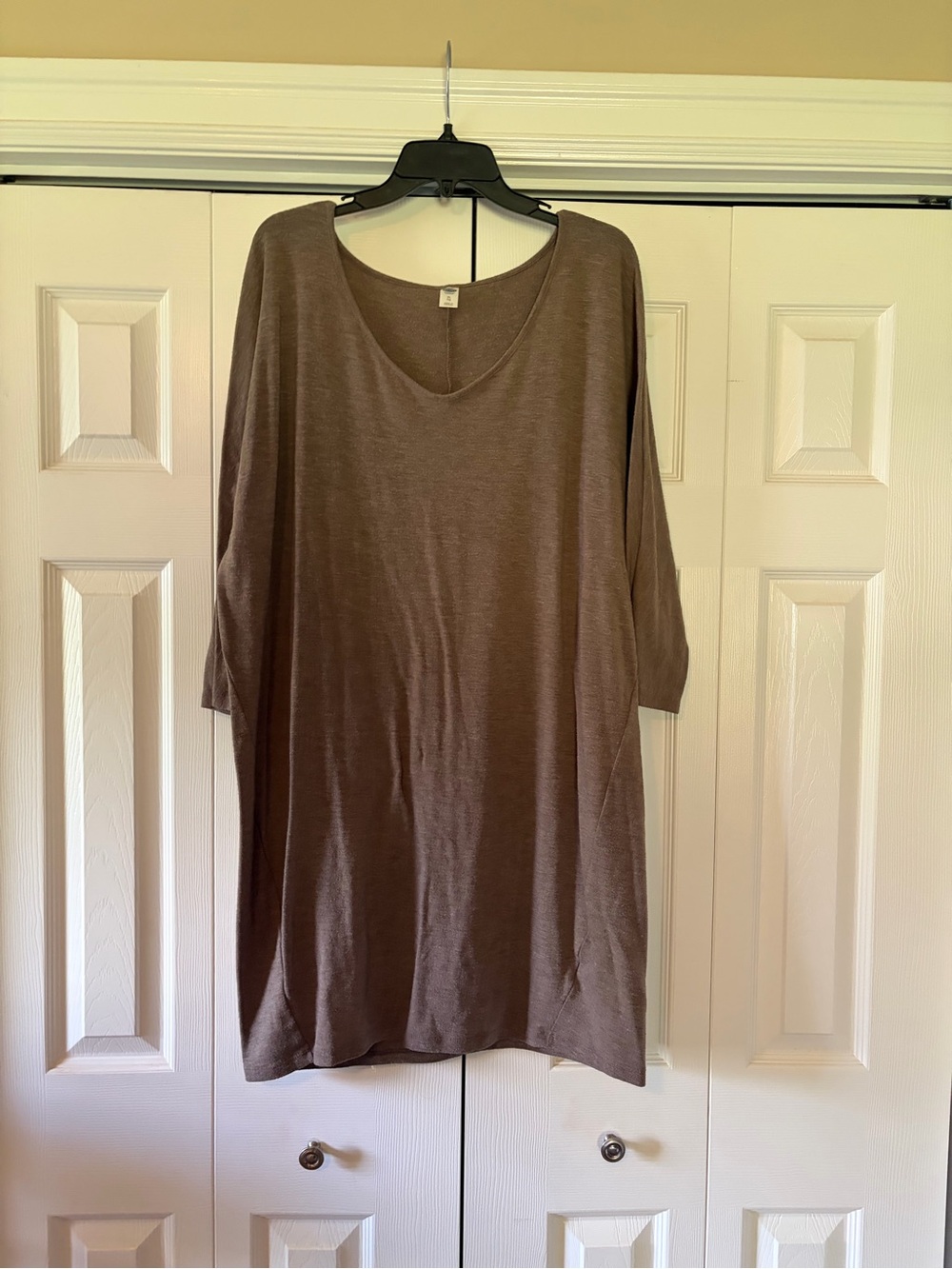 Women's Relaxed V-Neck Tunic Dress Brown